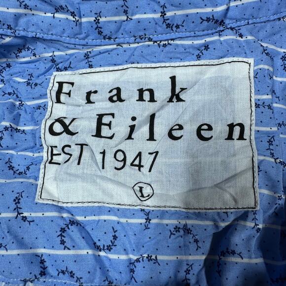 Frank & Eileen Barry Button Up Crinkle Blue Floral Women's Size Large EUC - Picture 3 of 8